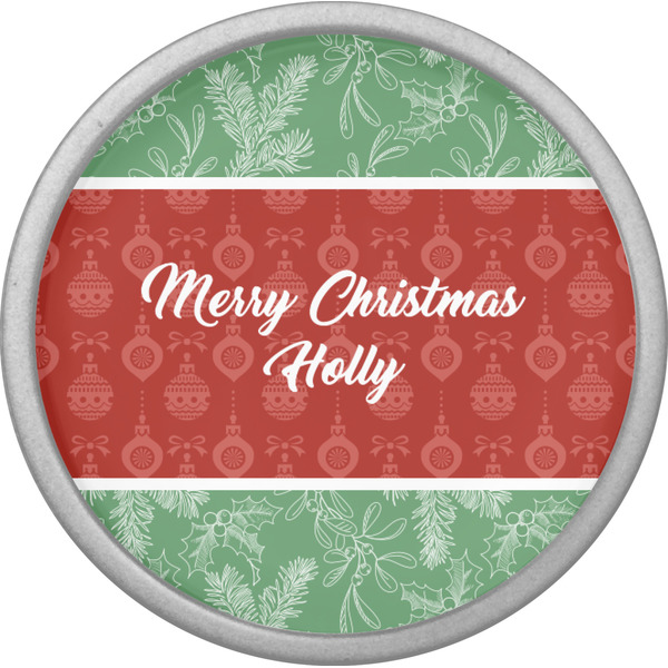Christmas Holly Cabinet Knob - Nickel - Front