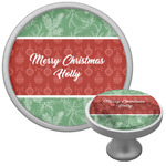 Christmas Holly Cabinet Knob (Silver) (Personalized)