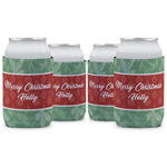 Christmas Holly Can Cooler (12 oz) - Set of 4 w/ Name or Text