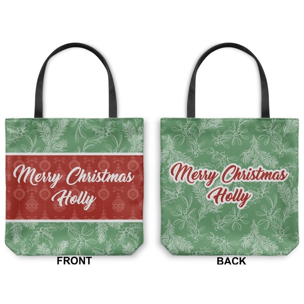 Christmas Holly Canvas Tote - Front and Back