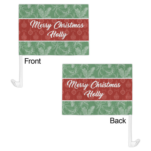 Christmas Holly Car Flag - 11" x 8" - Front & Back View