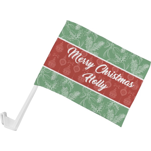Custom Christmas Holly Car Flag - Small w/ Name or Text