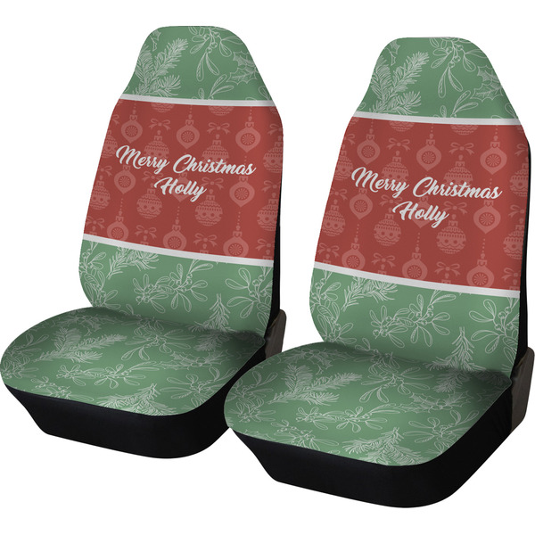 Custom Christmas Holly Car Seat Covers (Set of Two) (Personalized)
