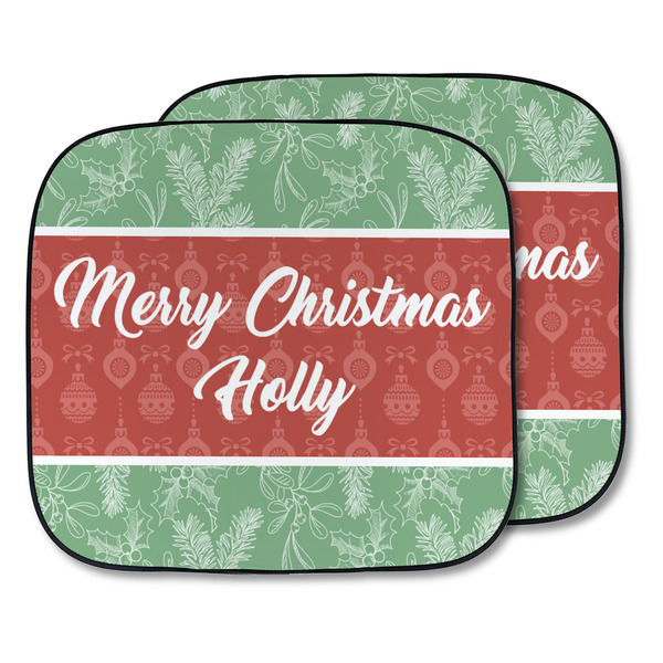 Custom Christmas Holly Car Sun Shade - Two Piece (Personalized)