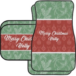 Christmas Holly Car Floor Mats Set - 2 Front & 2 Back (Personalized)