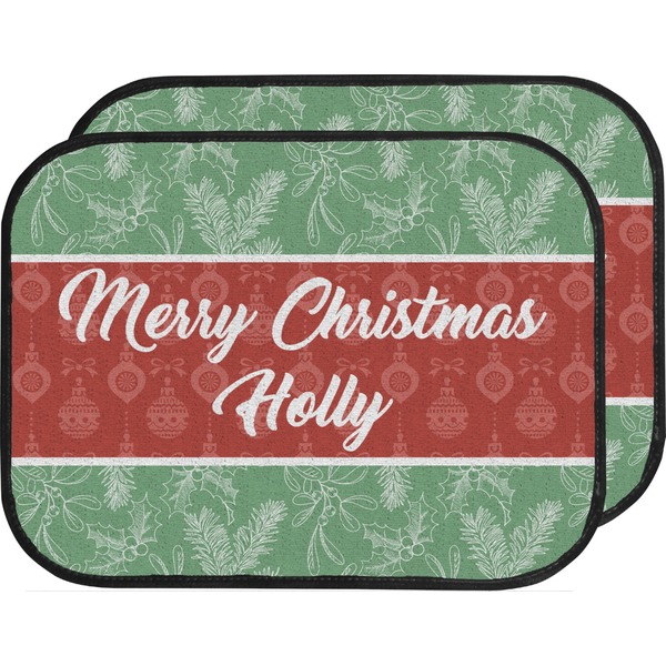 Custom Christmas Holly Car Floor Mats (Back Seat) (Personalized)