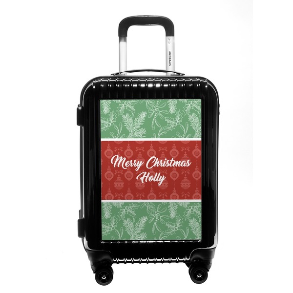 Custom Christmas Holly Carry On Hard Shell Suitcase (Personalized)