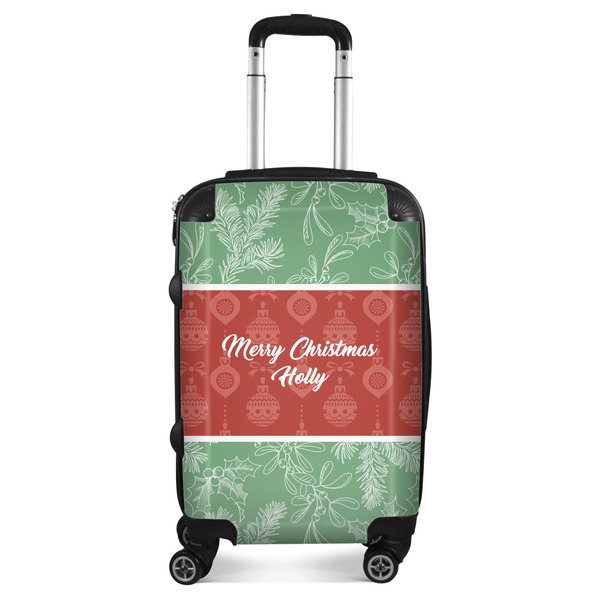 Custom Christmas Holly Suitcase - 20" Carry On (Personalized)