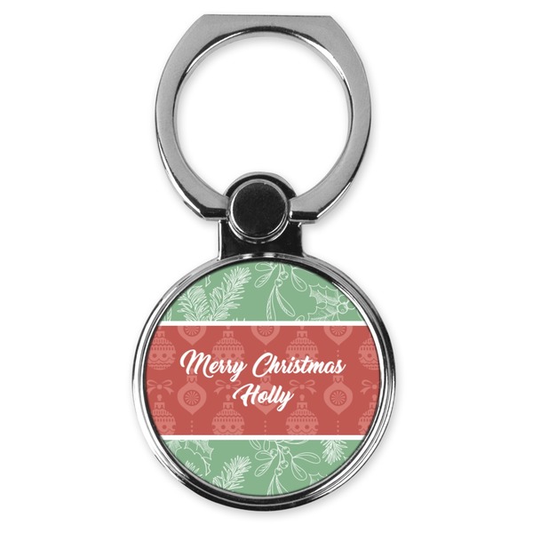 Custom Christmas Holly Cell Phone Ring Stand & Holder (Personalized)