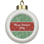 Christmas Holly Ceramic Ball Ornament (Personalized)