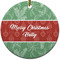Christmas Holly Ceramic Flat Ornament - Circle (Front)