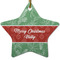 Christmas Holly Ceramic Flat Ornament - Star (Front)