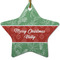 Christmas Holly Star Ceramic Ornament w/ Name or Text
