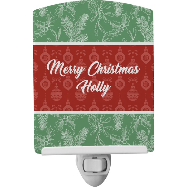 Custom Christmas Holly Ceramic Night Light (Personalized)