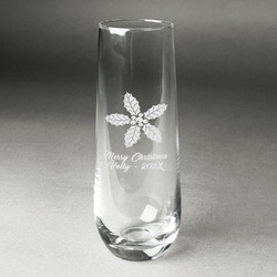 Christmas Holly Champagne Flute - Stemless Engraved (Personalized)