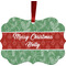 Christmas Holly Metal Frame Ornament - Double Sided w/ Name or Text
