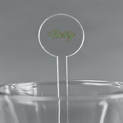 Christmas Holly 7" Round Plastic Stir Sticks - Clear (Personalized)