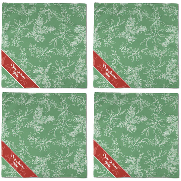 Christmas Holly Cloth Napkins - Personalized Dinner (APPROVAL) Set of 4