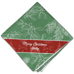 Christmas Holly Cloth Dinner Napkin - Single w/ Name or Text