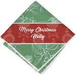 Christmas Holly Cloth Cocktail Napkin - Single w/ Name or Text