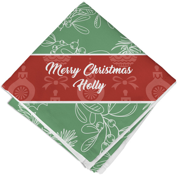 Custom Christmas Holly Cloth Napkin w/ Name or Text