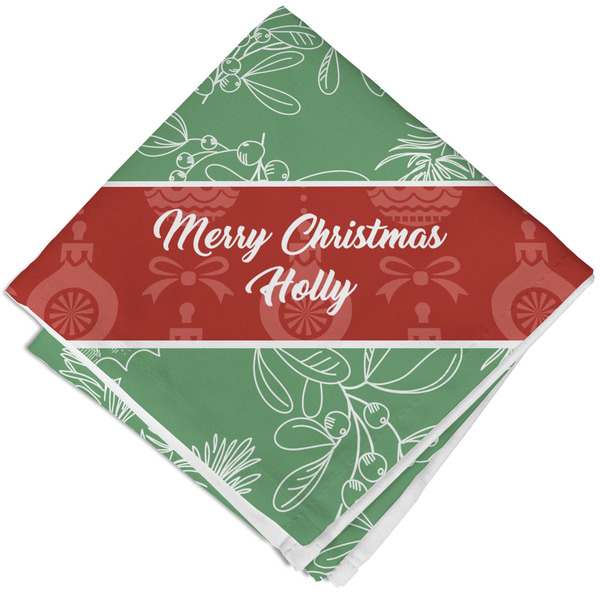 Christmas Holly Cloth Napkins - Personalized Lunch (Folded Four Corners)
