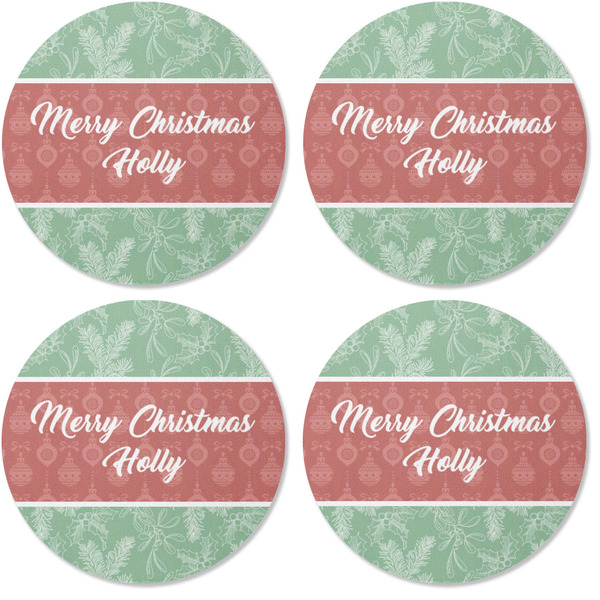 Christmas Holly Coaster Round Rubber Back - Apvl