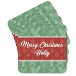 Christmas Holly Cork Coaster - Set of 4 w/ Name or Text