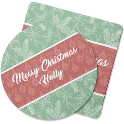 Christmas Holly Rubber Backed Coaster (Personalized)