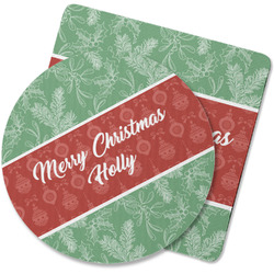 Christmas Holly Rubber Backed Coaster (Personalized)