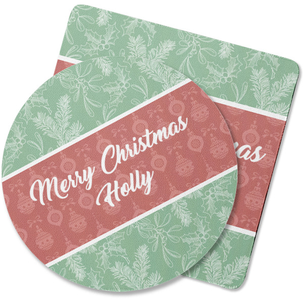 Custom Christmas Holly Rubber Backed Coaster (Personalized)