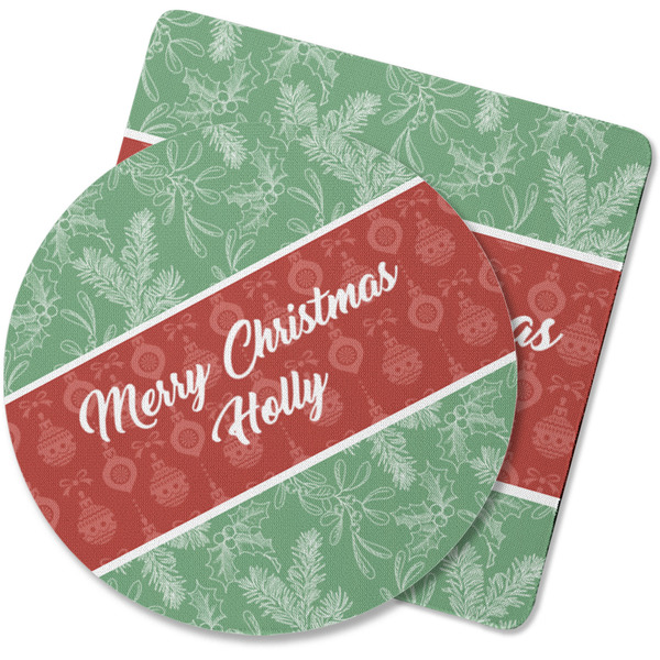 Custom Christmas Holly Rubber Backed Coaster (Personalized)