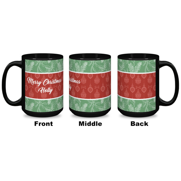 Christmas Holly Coffee Mug - 15 oz - Black APPROVAL