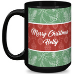Christmas Holly 15 Oz Coffee Mug - Black (Personalized)