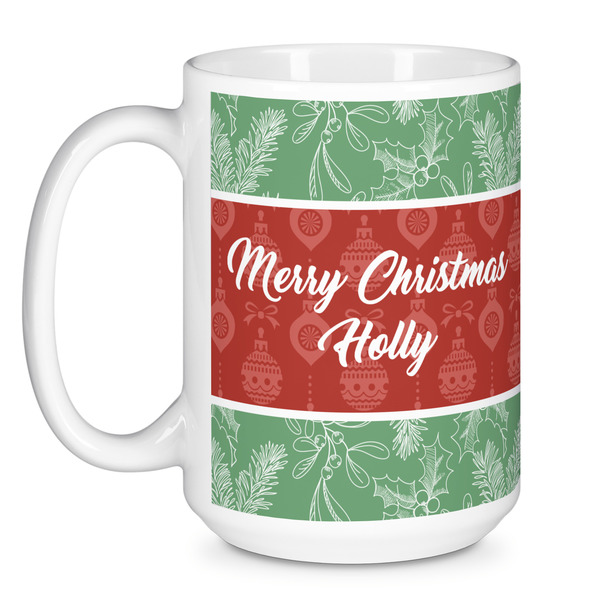 Christmas Holly Coffee Mug - 15 oz - White