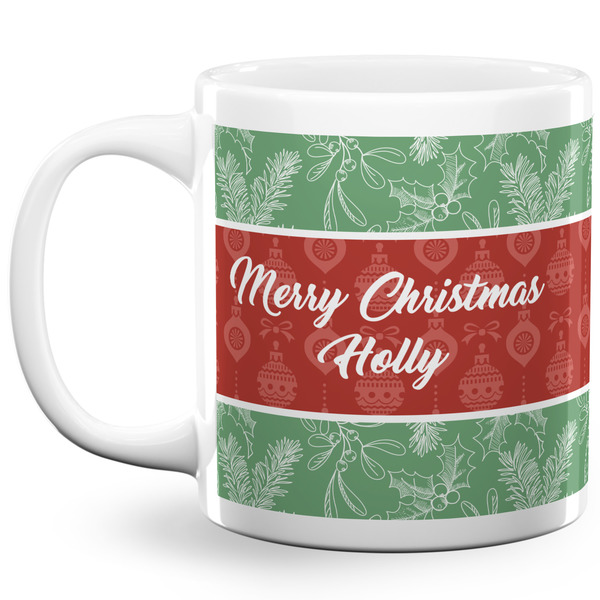 Custom Christmas Holly 20 Oz Coffee Mug - White (Personalized)