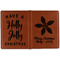 Christmas Holly Cognac Leather Passport Holder Outside Double Sided - Apvl