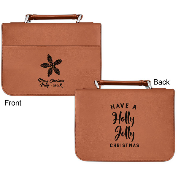 Christmas Holly Cognac Leatherette Bible Covers - Small Double Sided Apvl