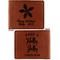 Christmas Holly Cognac Leatherette Bifold Wallets - Front and Back