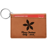 Christmas Holly Leatherette Keychain ID Holder - Single Sided (Personalized)