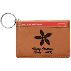 Christmas Holly Leatherette Keychain ID Holder (Personalized)
