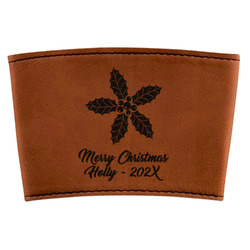 Christmas Holly Leatherette Cup Sleeve (Personalized)