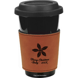 Christmas Holly Leatherette Cup Sleeve - Single Sided (Personalized)