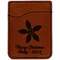 Christmas Holly Cognac Leatherette Phone Wallet close up