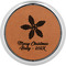 Christmas Holly Cognac Leatherette Round Coasters w/ Silver Edge - Single