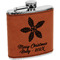 Christmas Holly Cognac Leatherette Wrapped Stainless Steel Flask