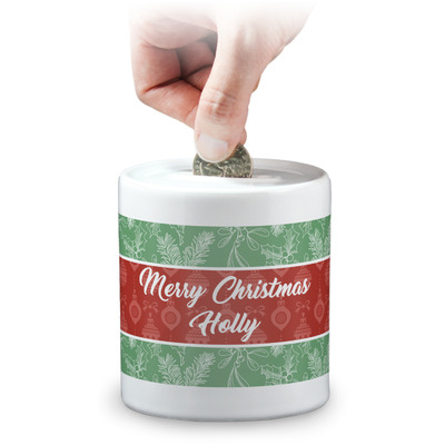 Christmas Holly Coin Bank (Personalized)