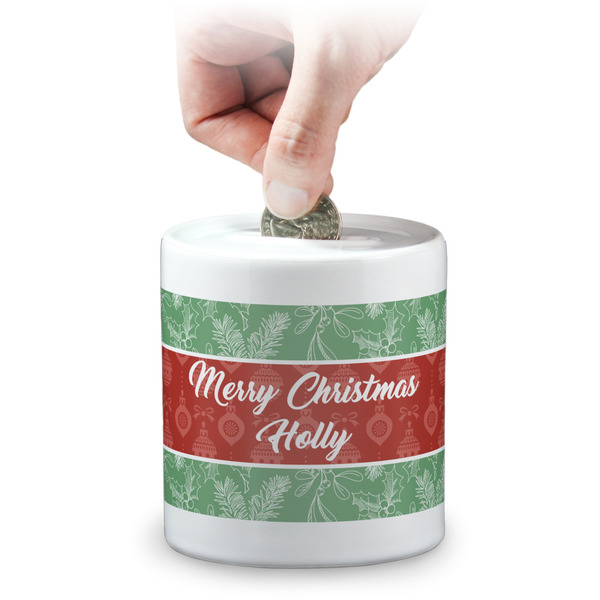 Custom Christmas Holly Coin Bank (Personalized)
