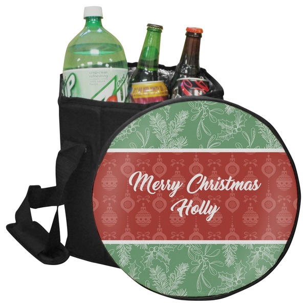 Custom Christmas Holly Collapsible Cooler & Seat (Personalized)