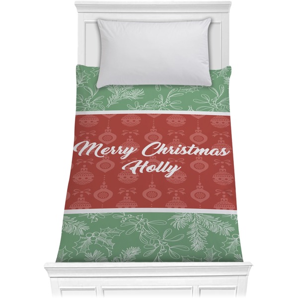 Custom Christmas Holly Comforter - Twin (Personalized)